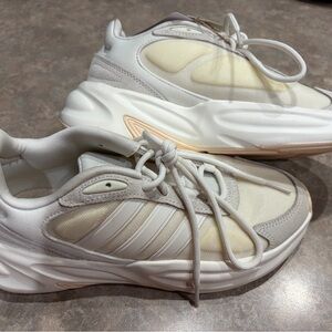 Adidas Women's Cream and White Sneakers